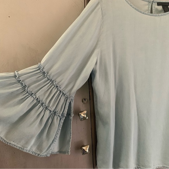 Grace Elements Blue Ruffled Bell Sleeve Blouse - Picture 3 of 7